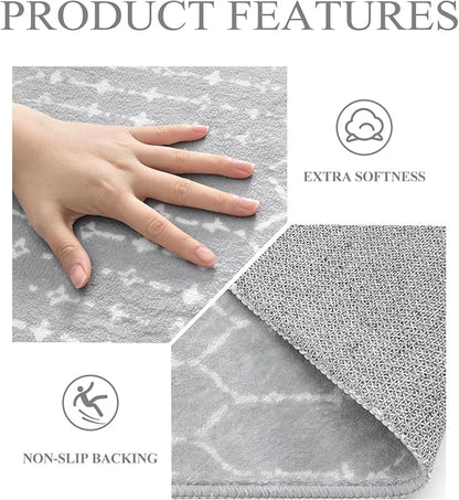 Lahome Moroccan Round Washable Rug 3Ft Small Circle Soft Non-Slip Grey Bathroom - Image 5