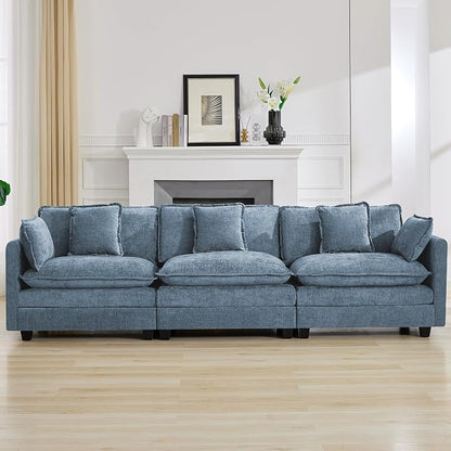 111'' Sectional Cloud Deep Seat Couch, Modern Comfy Chenille Modular Sectional by WUTUTUEE