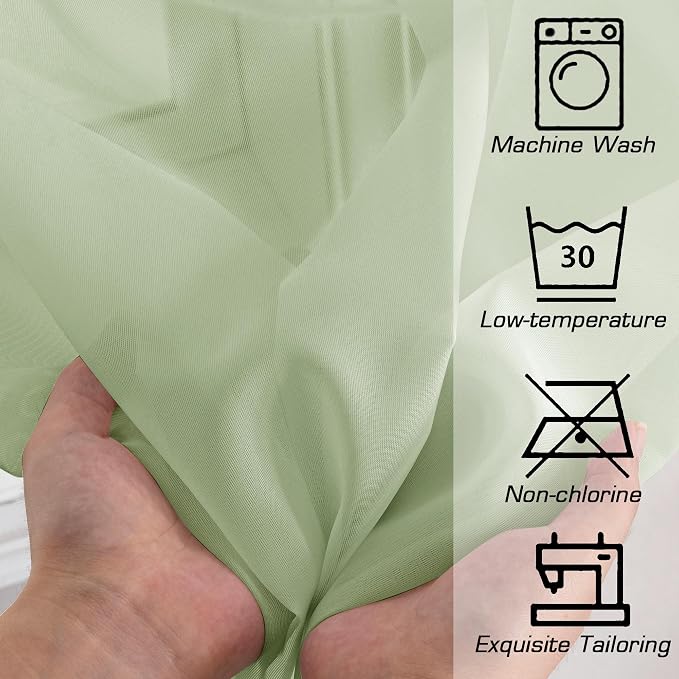 Sheer Curtain 96 Inch Long 2 Panels Set, Light Filtering Clear Rod Pocket Soft - Image 7