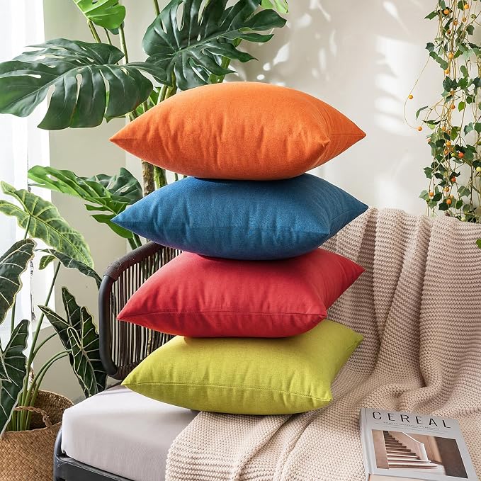 MIULEE Pack of 2 Decorative Outdoor Solid Waterproof Throw Pillow Covers Faux - Image 5