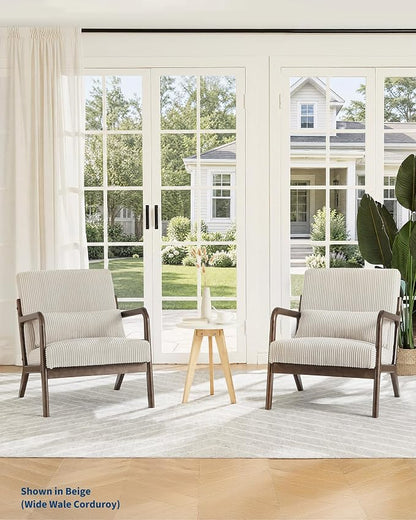 Garvee Mid-Century Modern Accent Chair, Wide-Wale Corduroy Upholstery, Solid - Image 5
