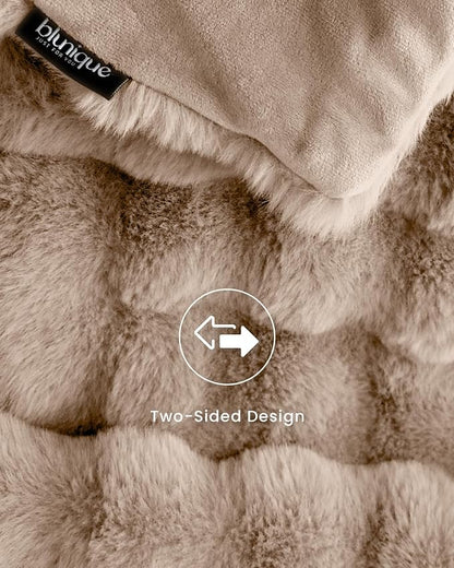 Ultra Soft Cozy Faux Fur Throw Blanket, Fuzzy Plush Thick Bubble Blanket - Image 6