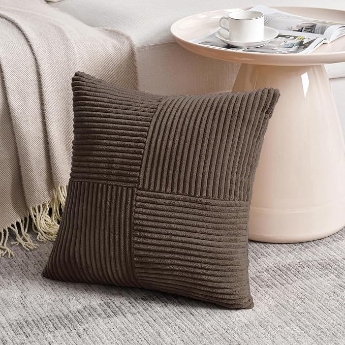 Fancy Homi 2 Packs Dark Brown Decorative Throw Pillow Covers 12x12 Inch - Image 2