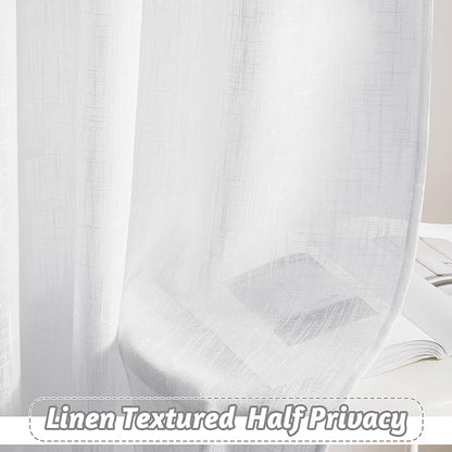 RYB HOME Linen Semi Sheer Kitchen Curtains Over Sink 36 inches Length | Light - Image 5