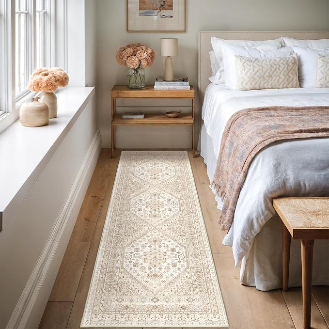 Kitchen Runner Rug Non Slip Washable Rugs 2.5x8, Cream/Beige | Soft Low Pile - Image 4