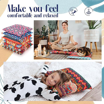 Menkxi 6 Pcs Bohemian Floor Pillows Seating 15 Inch Boho Floor Cushions Sitting - Image 4