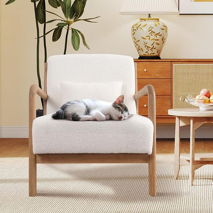 ANJ Mid Century Modern Accent Chair Set of 2, Single Boucle Lounge Reading - Image 8