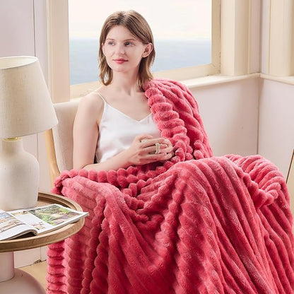NEWCOSPLAY Fleece Ribbed Cozy Throw Blanket - Image 2