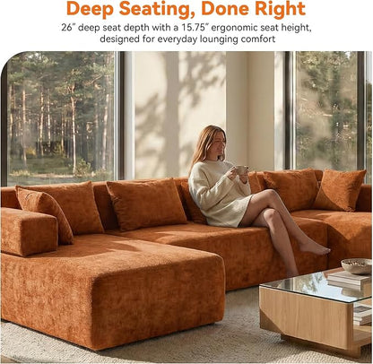 MONVANE 141" U Shaped Cloud Sectional Couch - Image 6