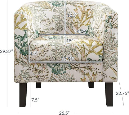 BELLEZE Living Room Chair, Linen Round Accent Barrel Chair, Club Tub Sofa Chair - Image 2