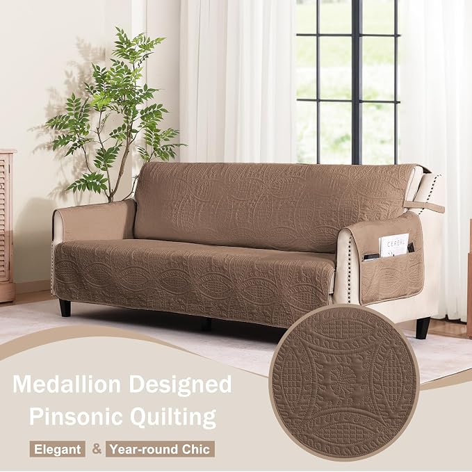 Toffee Quilted Recliner Covers, Waterproof Recliner Chair Covers, Lazy Boy - Image 8