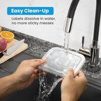 MESS Dissolvable Freezer Labels – 500-Pack – Removable Labels for Containers, Blank Food Storage Stickers, 1x2 in, Bottles, Jars & Freezer Use