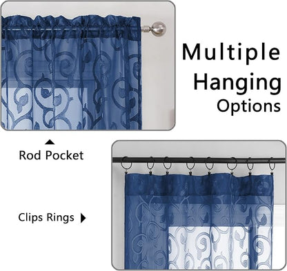 Furman Sheer White Curtains 45 Inch Length 2 Panels Set - Image 4