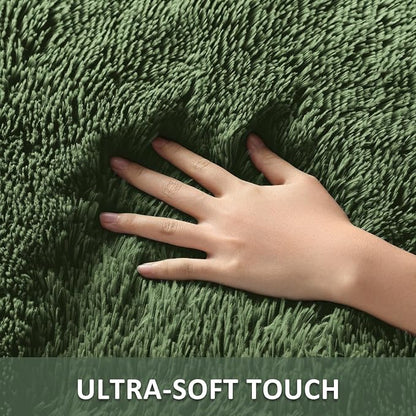 Ophanie Gray Green Rugs for Living Room 5x8, Grass Shag Fluffy Large Fuzzy - Image 2