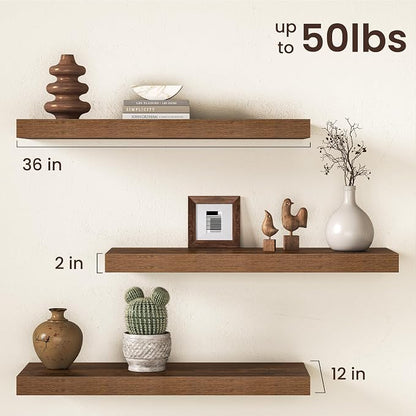 36Inch Floating Shelves for Wall, 12 Inch Deep Shelves for Bedroom, Bathroom - Image 3