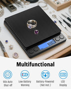 NEXT-SHINE Gram Scale, Weighs Up to 500g (0.01g), Mini Pocket Size Digital Coffee Espresso Scales with 2 Plastic Trays