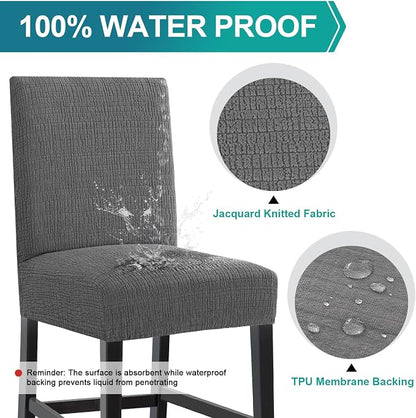 Turquoize 100% Waterproof Bar Stool Cover Stretch Washable Barstool Seat Covers - Image 3