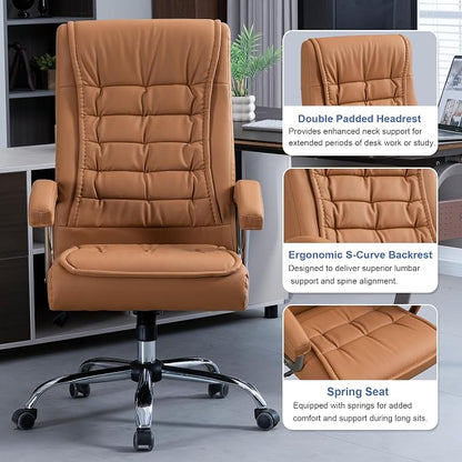 Executive Office Chair Adjustable Leather Chair High Back Swivel Office Desk - Image 7