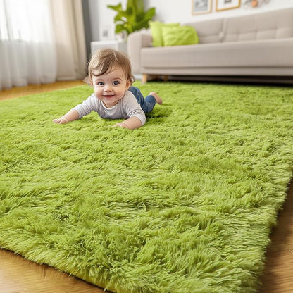 Amdrebio Grass Green Plush Area Rug 5x7 - Image 7