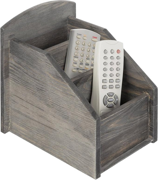 MyGift Rustic Dark Gray Wood Remote Control Holder Organizer Caddy by MyGiftHome