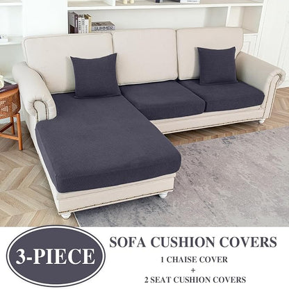 LA MEACK Couch Cushion Covers for Sectional Sofa L Shape Washable Separate Seat - Image 2