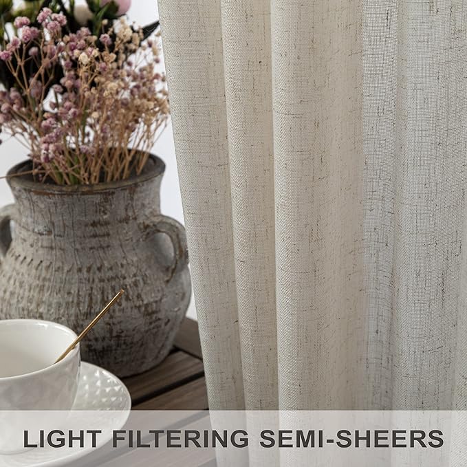 Pitalk Flax Linen Curtains 92 Inch Length 2 Panels - Image 4