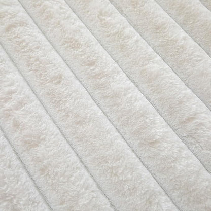 White Rabbit Striped Plush Rug 2'x3', Fluffy Shaggy Area Rug - Image 6