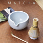 Artcome 4 Pcs Complete Matcha Tea Ceremony Kit - Bowl, Whisk, Whisk Holder, Tea Scoop - For Usucha, Koicha and Matcha Latte (White)