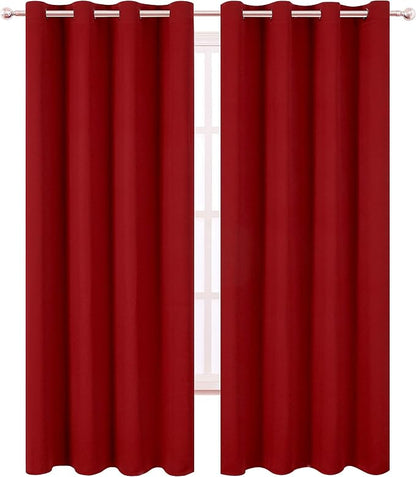 Dark Red Thermal Blackout Curtains/52 x 95 Inch/Set of 2 Panels Room Darkening - Image 2