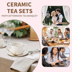 8.8 oz Cappuccino Cups with Saucers and Spoons,Embossed Bone China tea cups and Saucer Sets,3 Pieces, Vintage Style,Coffee Cup & Saucer Set For Women Wedding/Birthday/Christmas Gift