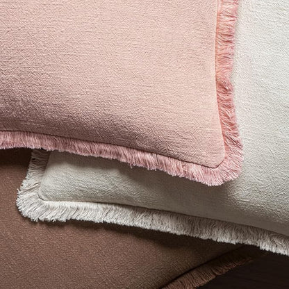 MIULEE Boho Linen Fringe Decorative Throw Pillow Covers Pink 18x18 | Set of 2 - Image 4