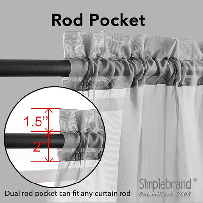 Simplebrand Grey Sheer Curtains 84 Inches Long, Light Filtering Rod Pocket - Image 5