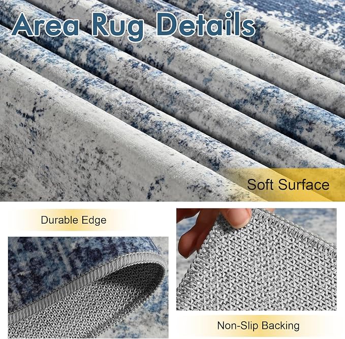 4x6 Ft Area Rugs for Living Room, Soft Non-Slip Washable Rugs Modern Abstract - Image 5