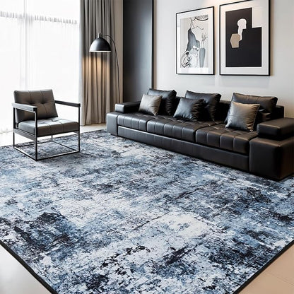 Rugflix 6x9 Area Rugs for Living Room, Washable Navy Blue Dark Large Rug | - Image 9
