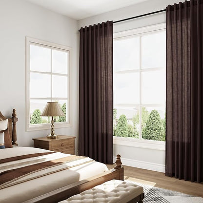 Coffee Brown Linen 112 Inch Curtains - Image 7