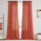 Coral Linen Curtains 102 Inches Long 2 Panel Set Back Tab Rod Pocket Semi Sheer by Nanspring