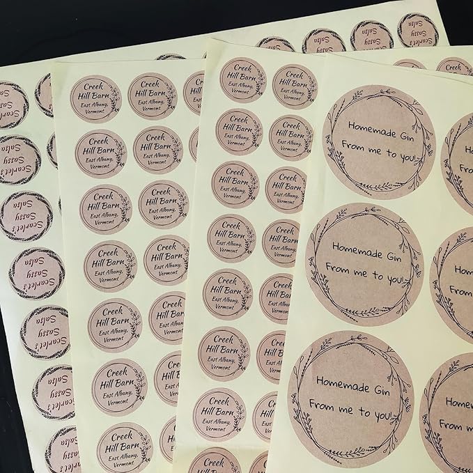 Custom Stickers Kraft Paper Labels Personalized Withe Text, Business Logo Customized Food Jars Labels Bakery Label Sticker Package Favor Canning Circle 100pcs (Style 6)