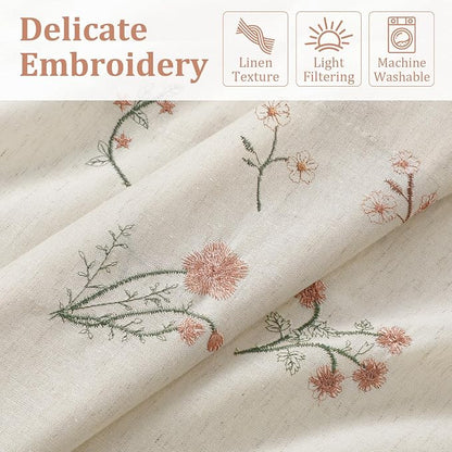 Kitchen Valances for Windows, Floral Embroidered 52x18 Inch 1 Panel | Country - Image 3