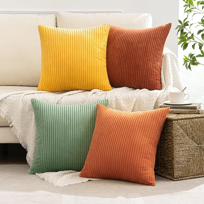 MIULEE Fall Decorative Throw Pillow Covers Yellow Rust Green 18x18 | Set of 4 - Image 9