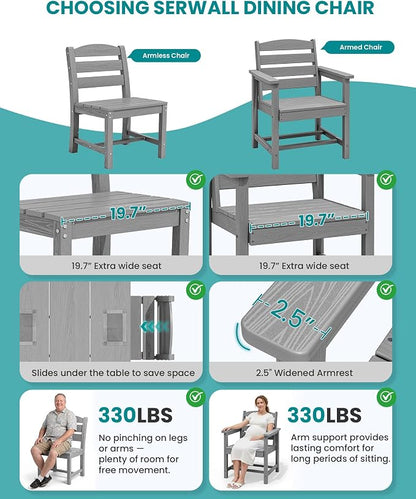 SERWALL Patio Dining Set with 15FT Double Side Umbrella, Outdoor Dining Sets - Image 8