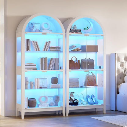 HNEBC 69" Display Case with RGB Lights, Arched 5-Tier Tempered Glass Display - Image 3