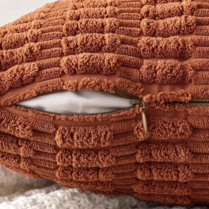 MIULEE Fall Lumbar Corduroy Decorative Throw Pillow Covers 12x20 Dark Rust | - Image 5