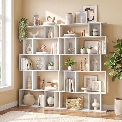 Giantex 5-Tier Bookshelves Set of 2, 10-Cube Geometric Bookcase - Image 2