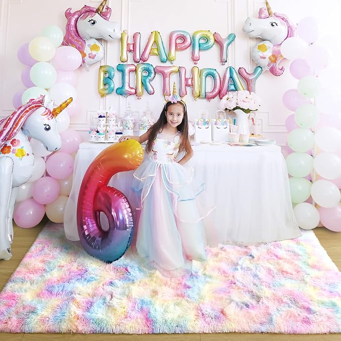 3x5 Rainbow Fluffy Soft Area Rug Non-Slip - Image 3