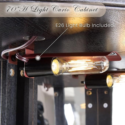 Corner Curio Cabinet, Light Bulb Inclued, Wine Bar China Cabinet - Image 7