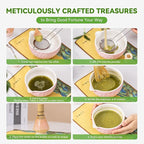 Japanese Matcha Whisk Set,Ceramic Matcha Set Includes Bowl with Spout, Matcha Sifter, Bamboo Whisk and Holder for Matchas Tea,2 Bamboo Scoop, Scoop Rest,Tea Towel - 8 Pcs Kit Gift for Matcha Lovers