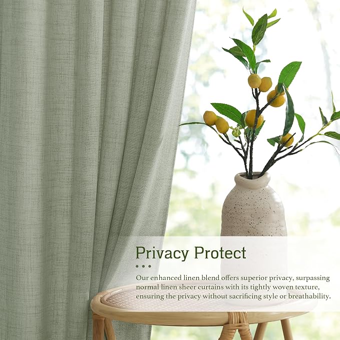 RYB HOME Linen Semi Sheer Curtains - Image 2