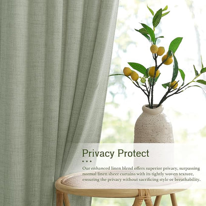 RYB HOME Linen Semi Sheer Curtains - Image 2