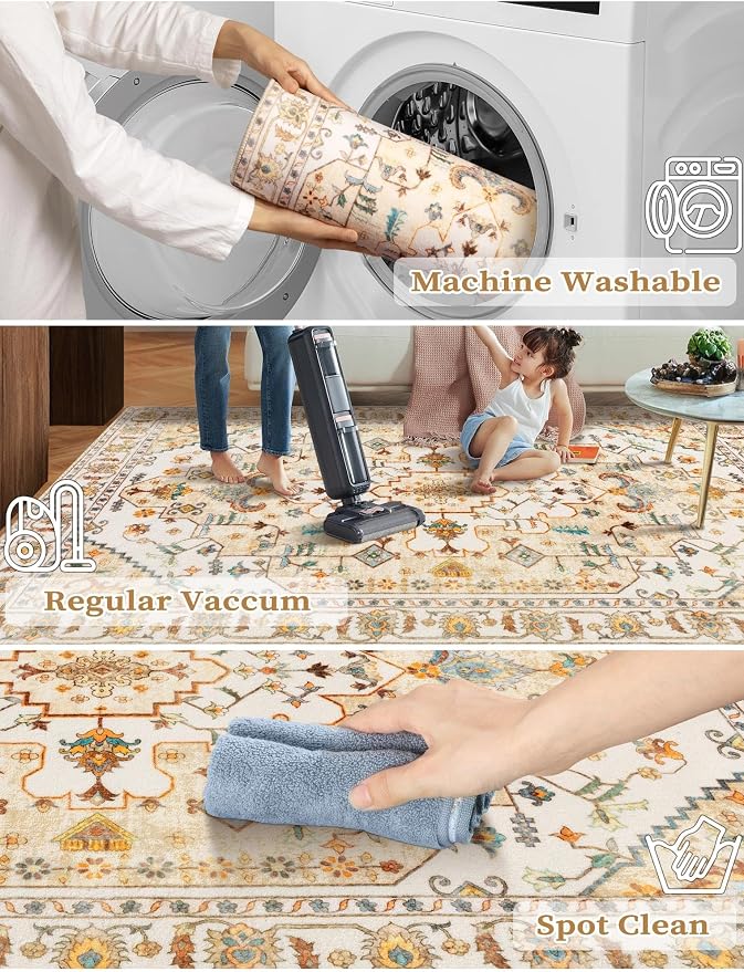 SERISSA 2x6 Washable Non Slip Boho Runner Rug - Image 2