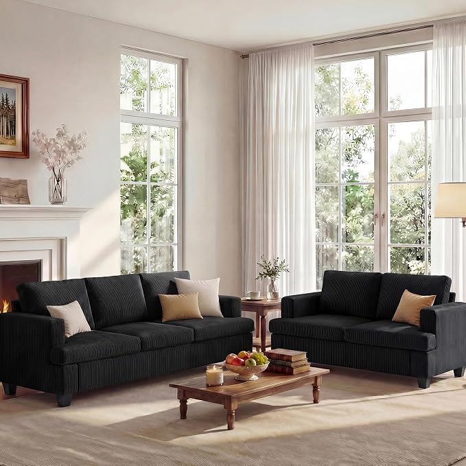 Apicizon Loveseat & 3 Seater Sofa Sets, 2 Piece Modern Sleeper Sofa by APICIZON